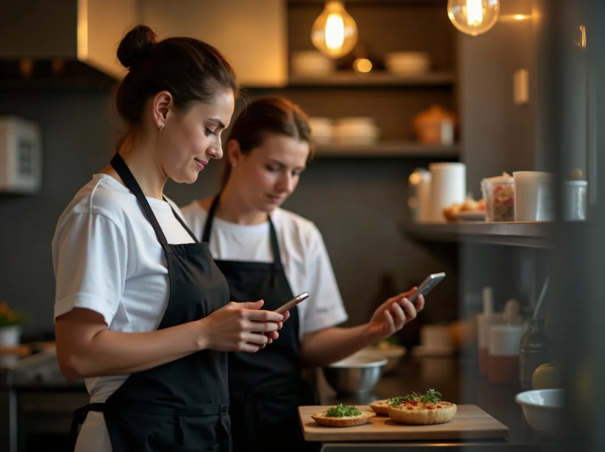 Equipa de cozinha a começar o turno num restaurante pequeno